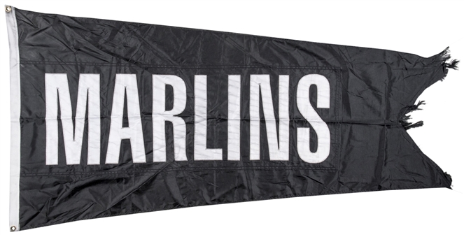 2015 Miami Marlins Flag Flown on Wrigley Field Rooftop